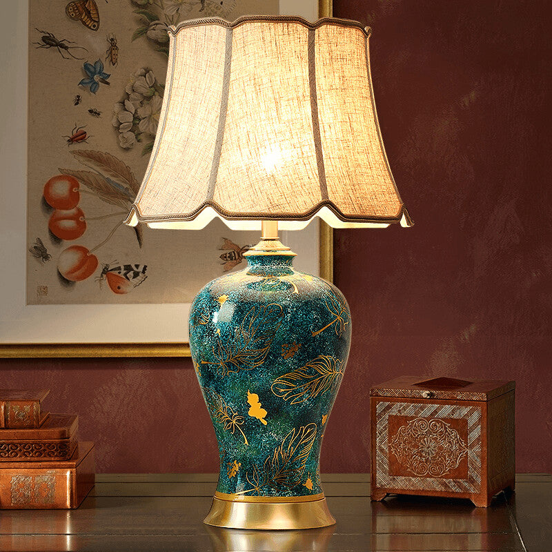 The Aurelian Plumage: Handcrafted Jingdezhen Ice-Flake Porcelain Table Lamp