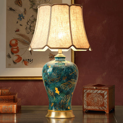 The Aurelian Plumage: Handcrafted Jingdezhen Ice-Flake Porcelain Table Lamp