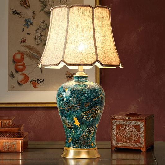 The Aurelian Plumage: Handcrafted Jingdezhen Ice-Flake Porcelain Table Lamp
