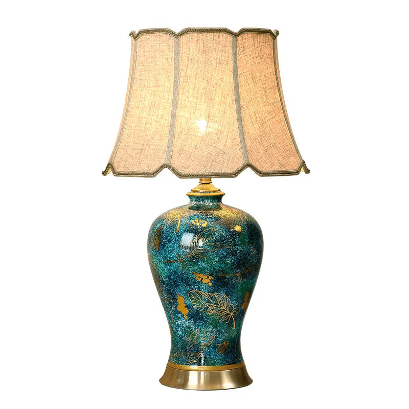The Aurelian Plumage: Handcrafted Jingdezhen Ice-Flake Porcelain Table Lamp